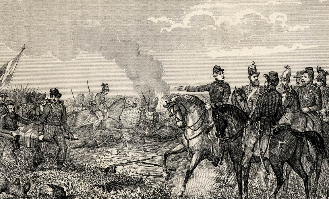 Hæren besejrer slesvig-holstenerne ved Isted 25. juli 1850. Forsvarsgalleriet.