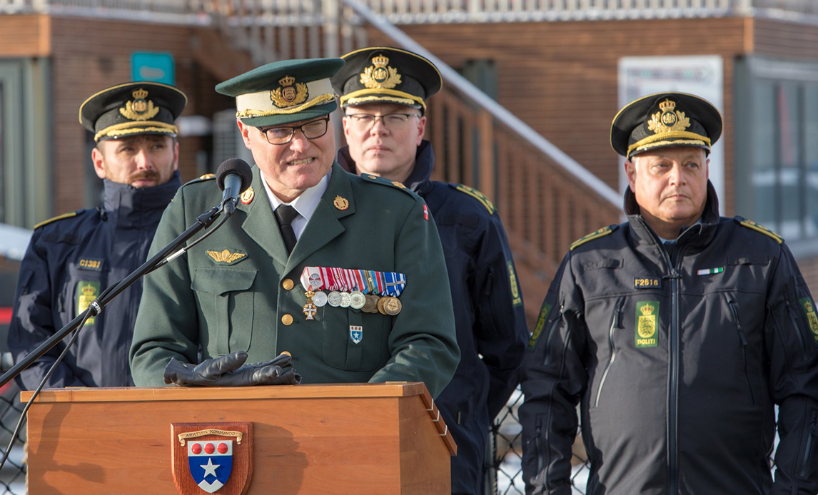 Brigadegeneral Poul Primdahl holder tale ved Arktisk Kommandos jubilæum i oktober 2022. Foto: Brian Märcher / Forsvaret