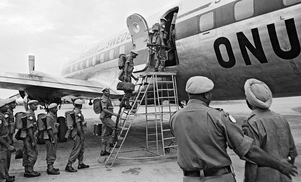 Indiske soldater ved FN-missionen ONUC i lufthavnen i Elisabethville 1963. Danskerne på FN-missionen var hovedsageligt beskæftiget med logistiske opgaver.