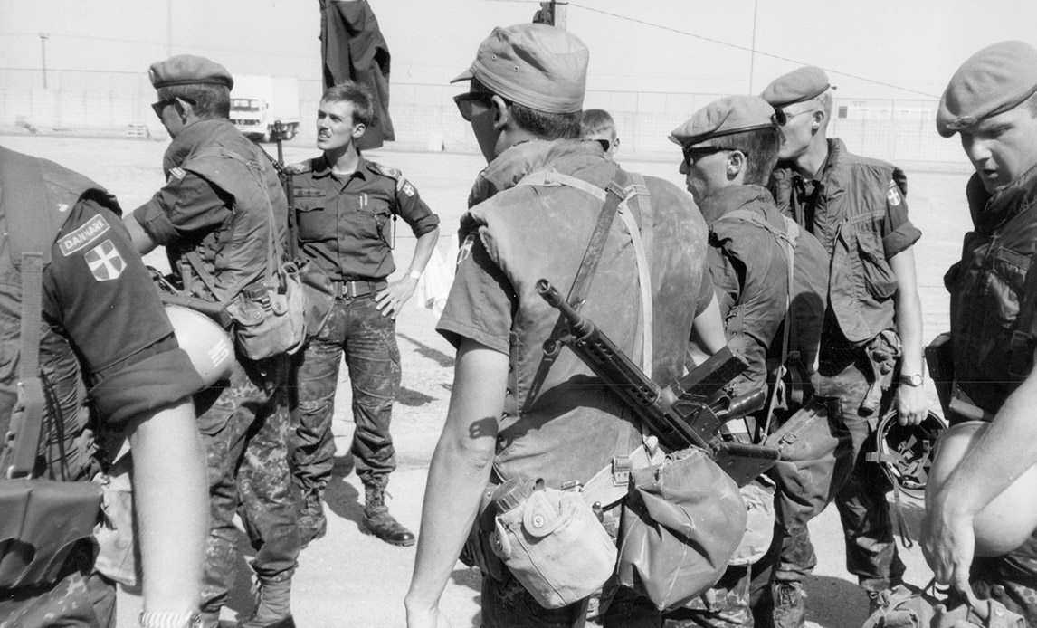 Danske FN-soldater i Kuwait i 1991. De er udsendt til FN--missionen UNITED NATIONS IRAQ-KUWAIT OBSERVER MISSION.