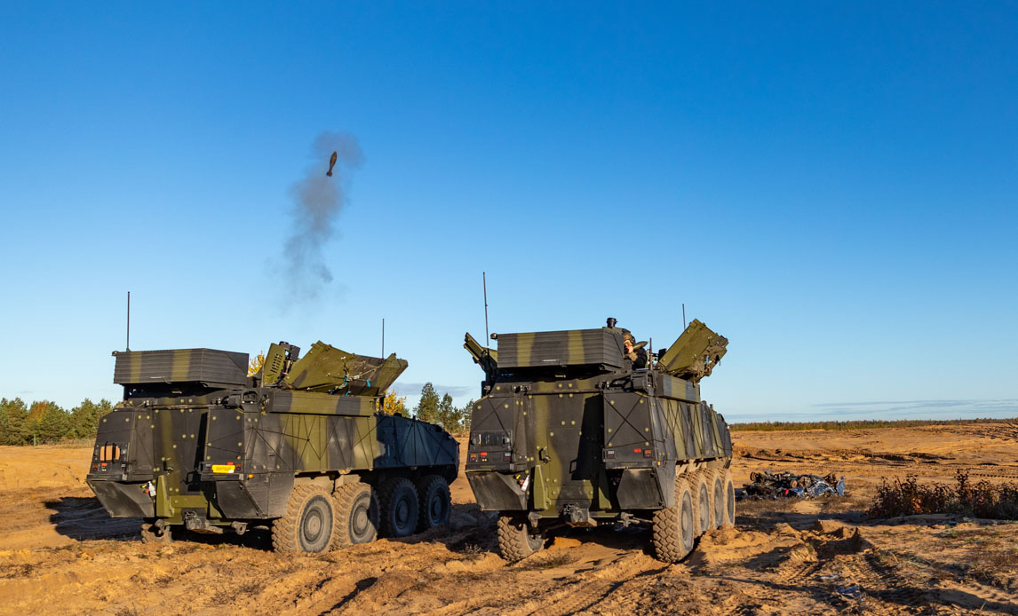 Tung morter var afsted for at skyde skarpt.