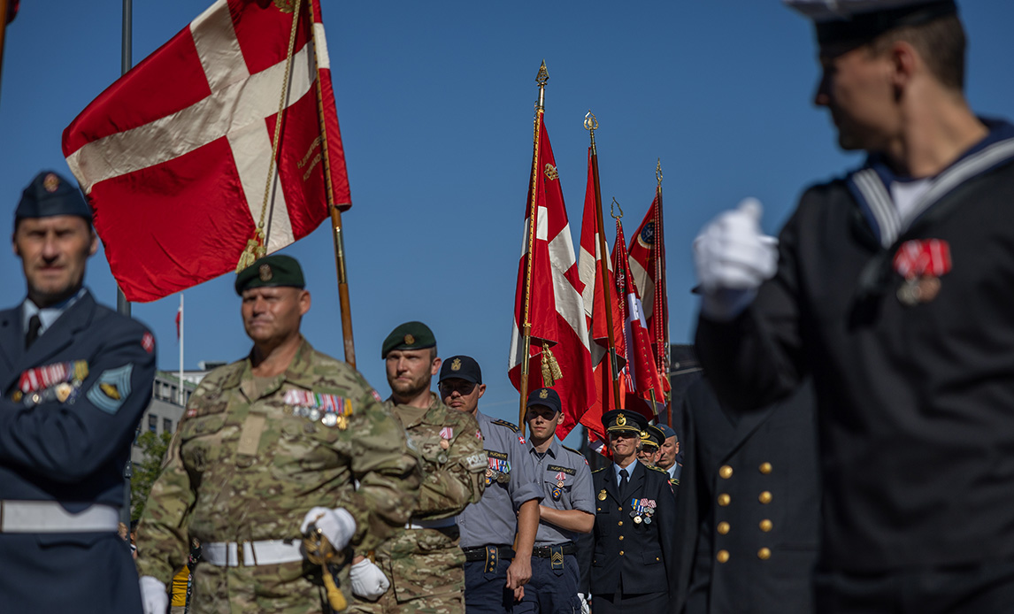 Tidligere udsendte fra Forsvaret, Beredskabsstyrelsen og Politiet på flagdagen for Danmarks udsendet.