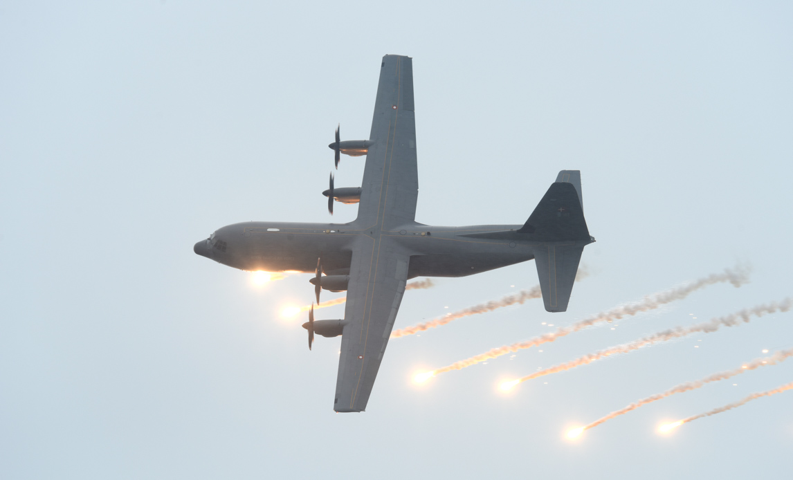 Danish Air Show 2018 havde blandt andet opvisninger af helikopteren EH101 Merlin og transportflyet C-130 J30 Hercules.