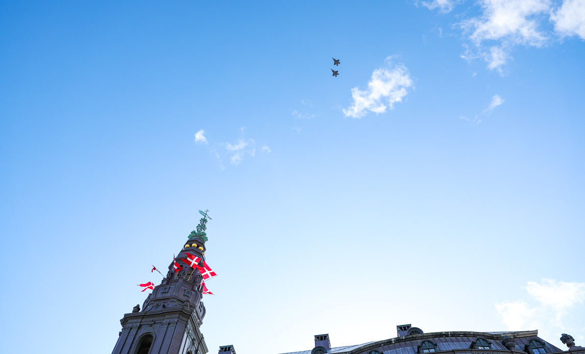 F35 kampfly på himlen over København