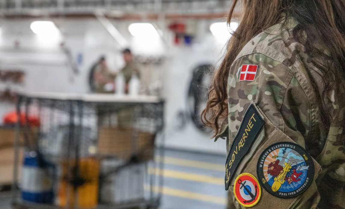 Besætningen til mønstring på fregatten Absalon.