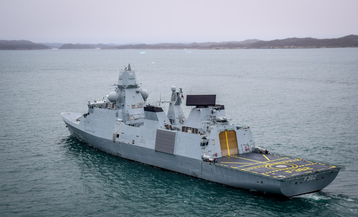 Fregatten Peder Willemoes på øvelse i 2019.