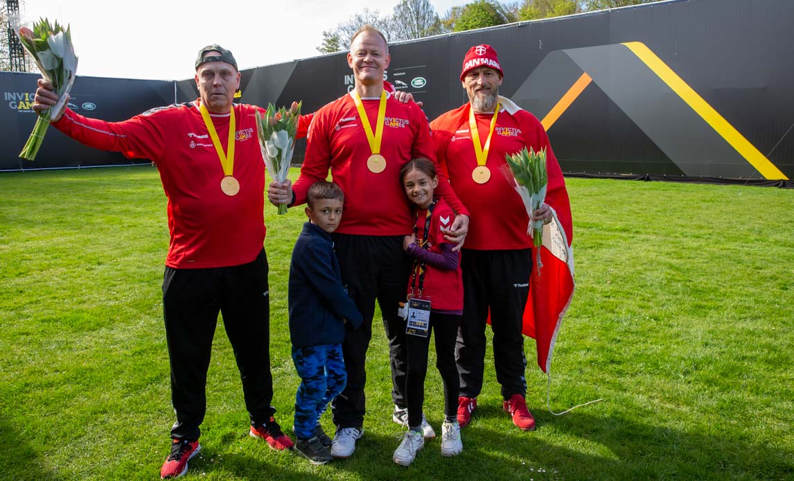 Opbakningen fra familier og andre pårørende betyder alt for veteranerne, og Uffe Bjerregaard Christenstens børn synes, at det var super sejt, at deres far havde vundet guld.