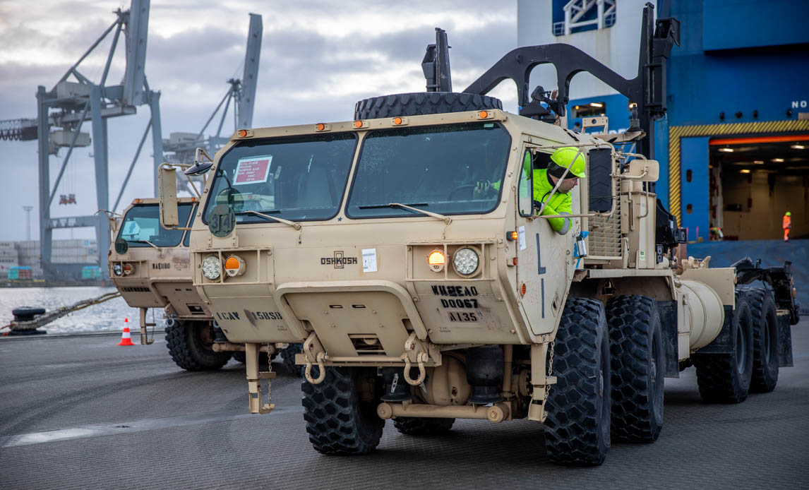 Køretøjer fra US Army på dansk jord i Aarhus