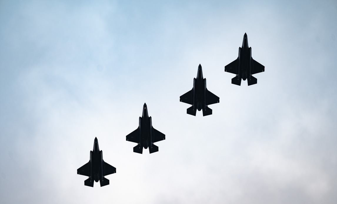 Amerikanske F-35 kampfly i aktion.