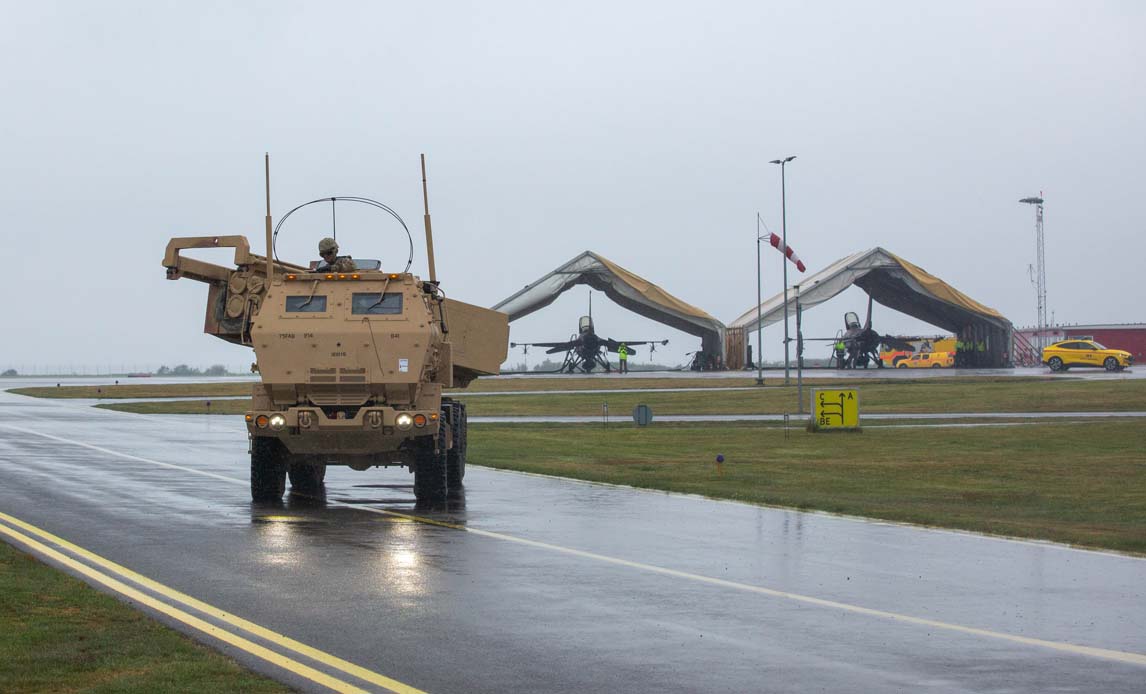 Amerikansk HIMARS artilleriraketsystem på Bornholm maj 2022.