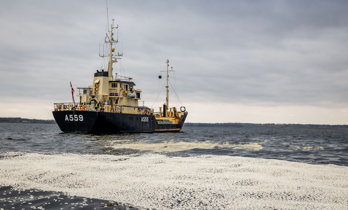 Popcorn ligger på havet under øvelse