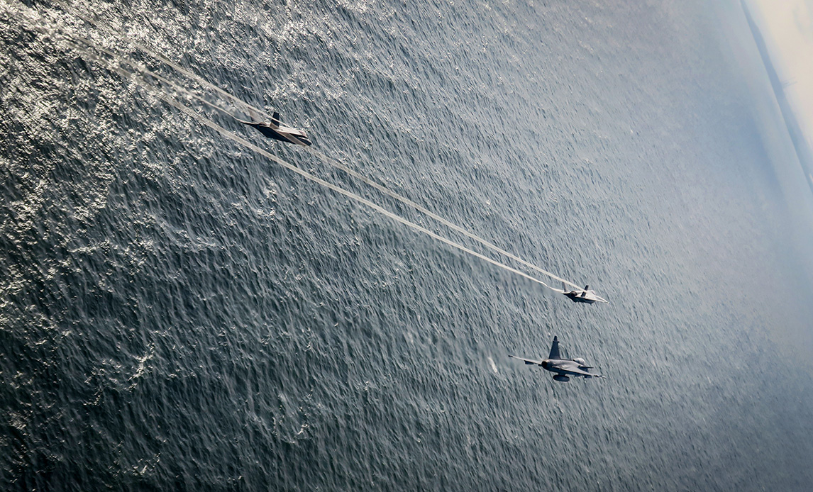 F-35 og Gripen over Kattegat
