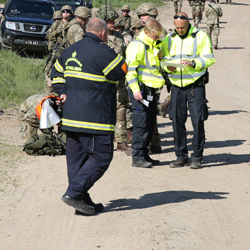 HBU-kompagni fra Ingeniørregimentet på katastrofeøvelse, hvor de træner deres færdigheder, indenfor brand og redning