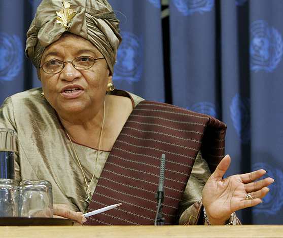 Liberias præsident Ellen Johnson-Sirleaf er født i 1938. Hun blev valgt første gang som præsident i 2005 og er siden blevet genvalgt i 2011. Samme år modtog hun Nobels Fredspris. Foto: UN photo/Erin Siegal.