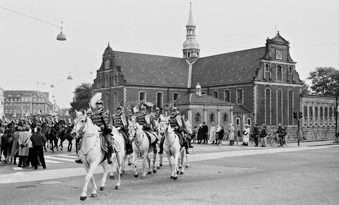 Hesteskadronen under statsbesøg i København i 1988.